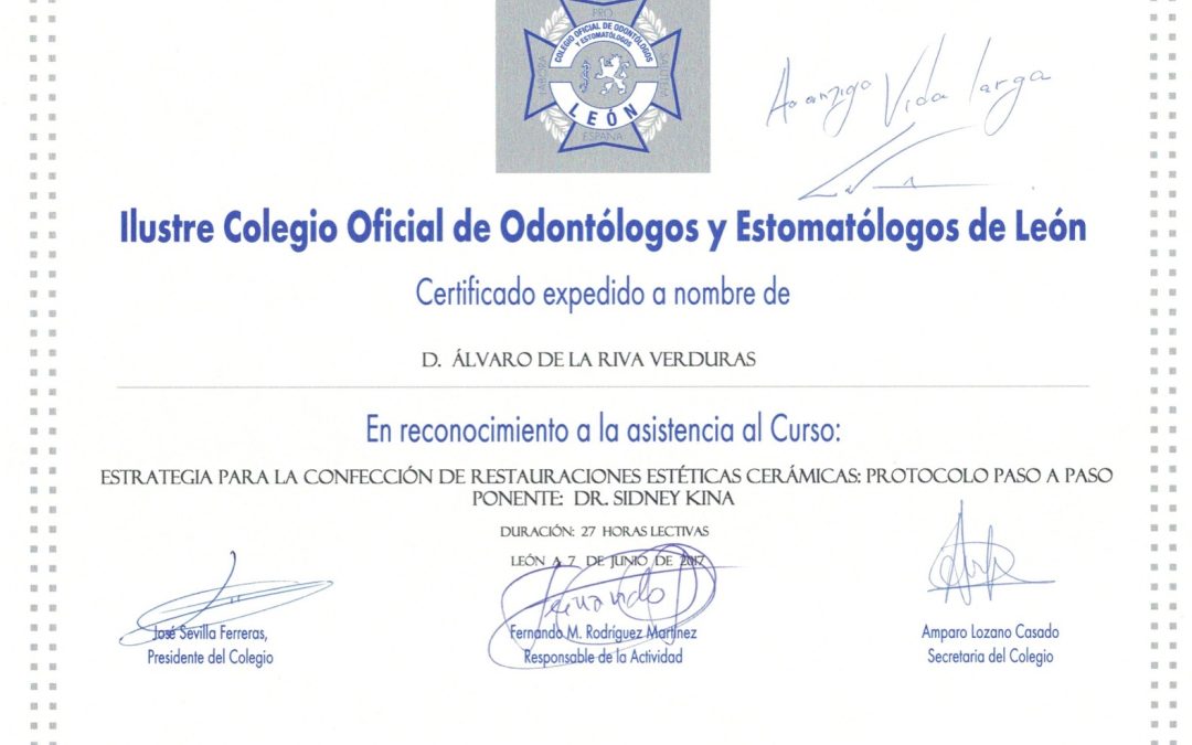 certificado de odontologo y estomatologos de leon
